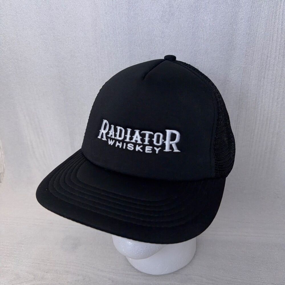 Radiator Whiskey Mesh Back Hat Adjustable Foam Trucker Cap Logo Black